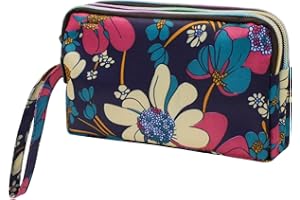 AdiStylinno Wristlet Wallet, Large Capacity Polyester Women Clutch Wallets Waterproof 3 Compartments with Colorful Zippers and Wrist Strap Wristlet Pouch