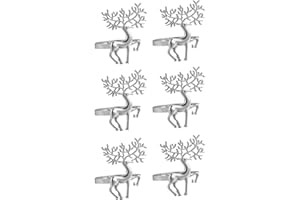PRETYZOOM 6 Stück Weihnachtshirsch Serviettenring Legierung Tier Serviette Schnalle Ring für Küche Restaurant Thanksgiving Empfänge Hochzeit Abendessen Dekoration (Silber)