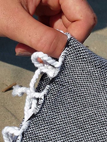 Hamamtuch XL SOL | Extra Lang | 100×200 cm | Hamam Badetuch, Strandtuch oder Saunatuch | 100% Baumwolle, handgewebt, Hochwertige Qualität | Exklusives Design von ZusenZomer (Dunkelgrau) - 5
