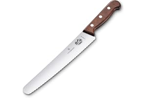 Victorinox Couteau à Pain et pour Pâtissiers Wood avec Tranchant Denté, Lame en Acier Inoxydable 22 cm de Long, Ergonomique, Manche en Bois d’Érable
