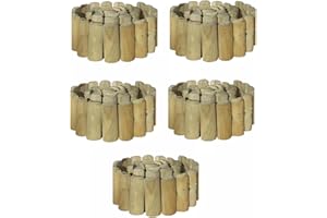 TRANS - PAL Natural Wooden Border Edging Roll Flexible Garden Fence, 1.0m x 15cm (pack of 5)