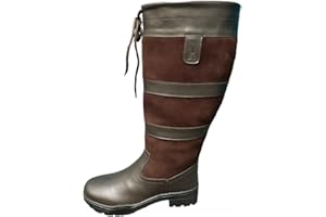 KTY Long Leather Country Boots - Adults Equestrian Ladies Womens Riding Walking Outdoor Yard Brown Black UK Size 3-9 STANDARD, SEMI-WIDE, WIDE, EXTRA WIDE Calf Width