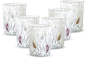 Gocce di Murano Arcobaleno Pioggia - 6 vasos de agua elaborados según la tradición de los artesanos de Murano, vidrio soplado y trabajado a mano, 300 ml