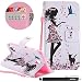 Produktbild HUDDU Schutzhülle Kompatibel mit Samsung Galaxy J5 2017 Hülle Mädchen Katze Pink Handyhülle Slim Wallet Case Cover Kartenfach Stand Brieftasche Etui Samsung Galaxy J5 Duos 2017 J530/J5 Pro 2017 Kinder