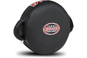 Farabi Sports Round Patte d'ours Boxe Cuir 100% Authentique Pattes d'ours de Boxe Black Patte d'ours MMA Muay Thai Taekwondo Kickboxing Training Pate d Ours Boxe