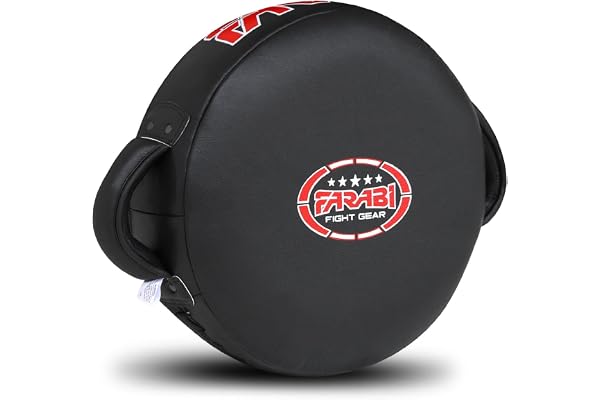 Farabi Sports Patte d'Ours de Boxe en Cuir 100% Authentique - MMA, Muay Thai, Taekwondo, Kickboxing - Noir