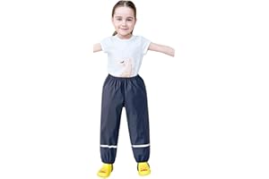 NCQiFei Pantalon De Pluie Enfant Salopette Pantalon pour Fille Et Garçon Combinaison Pantalon Impermeable Et Coupe-Vent Pantalon Respirant Outdoor avec Bande Réflé Pantalons
