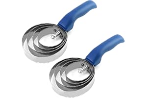 QWORK® 2 Piezas Peine de Acero Inoxidable para Caballos, Cepillo para Caballos, 4 Anillas, con Mango Suave al Tacto