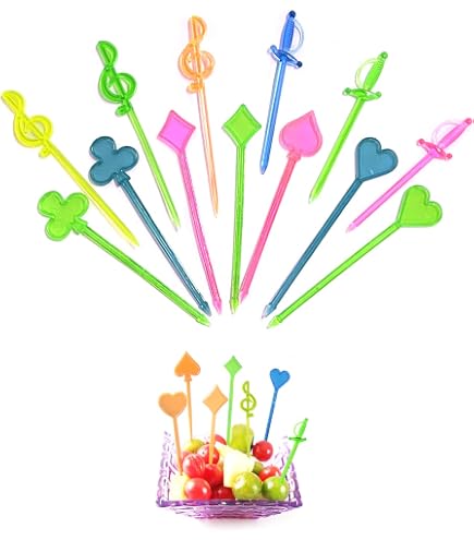 Lot De 112 Cure-dents Animaux Rigolos - Mini Fourchettes Fruits Et Desserts, Décoration De Fête Colorée