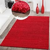 Resistente T&T Design Alfombra Shaggy De Pelo Largo para Salón A Precio Inmejorable, Farbe:Red, Größe:140x200 cm