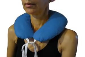 VETRINA DEL BENESSERE CORNETTO -Blu- Cuscino Termico Riscaldante con Noccioli di Ciliegia per Collo, Spalle e Schiena, Sostegno Cervicale, Fascia Scaldacollo, Supporto Nuca Antistress, Riscaldabile in Microonde