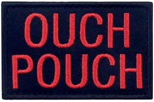 EMBTAO Ouch Pouch con Fissaggio Chiusura a uncino e asola Ricamata Toppa, Rosso nero