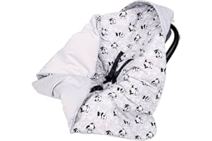 Infantilo Universal Baby Boy Girl Hooded Cosy Toes for Car Seat Blanket Wrap Babies with Hood Holes 3-Point Harness Straps Pushchair, Pram, footmuff (Panda Grey)
