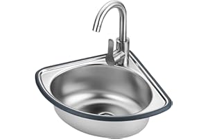 OOCCO Waschbecken Wandmontage, Eckwaschbecken,bathroom Sink, Mit Abtropfeinheit Und Wasserhahn, Spülkantenschutz, Für Zimmer, Garage, Keller, Außen- Und Innenbereich ( Color : Package three , Size : 34*34*1