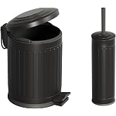 Aqua Bagno Midas Klozet Fır&ccedil;ası + &Ccedil;&ouml;p Kovası 5lt -2 Par&ccedil;a Set, Mat Siyah | 35.22.89.01.03
