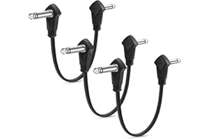 Augioth 3 Pack 30 cm 12 Inch Flat Guitar Patch Cable 1 Ft 1/4 Right Angled TS Effect Pedal Cord