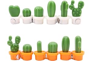 Hsthe Sea Set di Magneti per Frigo Cactus da 12 Pezzi, Mini Magneti 3D per Uso Lavagna, Cucina per Ufficio, Frigorifero, Adesivi Magnetici Creativi per Adulti e Bambini (Bianco+Arancione)