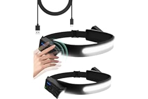 VICTOPER 2 Pezzi Torcia Frontale, LED Lampada Frontale, Regolazione verticale a 270°, Ensore di Movimento, IPX4, Torcia Frontale Ricaricabile per Campeggio, Pesca, Escursionismo e Arrampicate Notturne