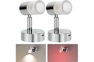 acegoo 12V Läslampa Husbil Dimmbar 3200K/Rött nattljus Inbyggd USB-C 20W-laddare, LED-vägglampa för husvagn, båt, husbil, DC