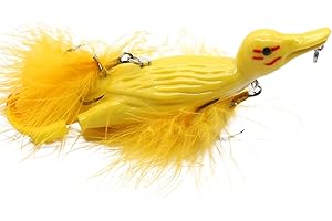 CREEYA 1 Pieza 3D Pato señuelo de Pesca de Superficie, Patito Amarillo, Cebo Artificial Flotante, pies Que salpican y salpican, Aparejos de Pesca Duros, Geer 12cm 28g