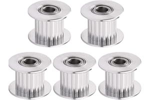 Saipor 5 Stück GT2 Riemenscheibe Glatte Art Riemenscheibe Rad Aluminium Zahnriemenscheibe GT2 timing pulley für 3D Drucker 6mm Breite Zahnriemen (20 Zähne 5mm Bohrung)