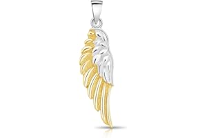 DTPsilver® Collana in Argento 925, Placcato in Oro Giallo, Rosa o Bicolore - Piccolo Ciondolo a forma di Ala d'Angelo - Con o Senza Catenina - Larghezza: 1,2 mm - Lunghezza regolabile: da 40 a 45 cm