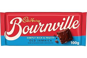 Cadbury Bournville Old Jamaica Dark Chocolate Bar, Rich Dark Chocolate With Rum & Raisin, 100 g (Pack of 1)