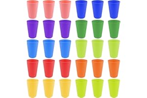 Elsrantor 30 Pezzi Bicchieri Plastica Dura, 260ml Bicchieri di Plastica Rigida Colorati Lavabili, 6 Colori Bicchiere Bambini Riutilizzabili, Perfetti per Cucina, Picnic, Feste, Viaggi, Campeggio