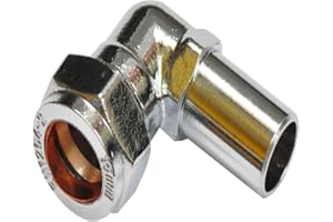 PLUMBUNIVERSE 15mm Chrome Plated Street Elbow Compression Chrome Plated Brass Fitting Elbow
