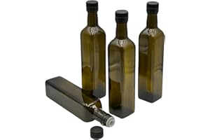 Devitre 4x Ölflasche 500 ml braune Glasflasche mit Aussgießer und Etiketten