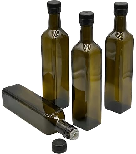 Mikken Bouteille En Verre Vert Aluminium 750 Ml – Bouchon à Vis, Idéale Huile, Liqueur, Vinaigre Ou Cadeau DIY