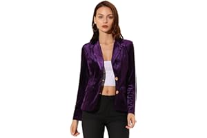 Allegra K Veste Blazer en Velours Vintage pour Femmes avec Bouton à Revers cranté