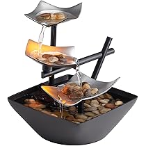 Tafel Waterfontein Met Waterval, LED Verlichting En Vernevelaar Moderne Interieurdecoratie