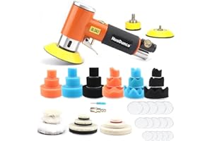 NuoDunco Mini Polishing Machine, Compressed Air Polisher, 25 mm, 50 mm, 75 mm Eccentric Grinder, Angle Grinder with 27-Piece Polishing Sponge, Polishing Pad, Polishing Pad, Polishing Pad Set,