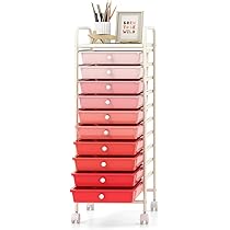 Carrello Organizer 10 Cassetti GIANTEX - Con Ruote E Freni, Telaio Metallo, Per Casa, Ufficio, Nero