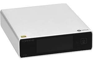 FANMUSIC Topping E50 MQA Full DAC ES9068AS XU216 32Bit/768kHz DSD512 PCM768kHz Decoder RCA TRS Ultra Low Noise Preamp (Silver)