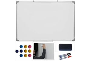 ARASO-UK LTD ARASO-UK School Home Office Dry Wipe Magnetic Pen Tray Aluminium Trim Dry Wipe Whiteboard, Duster Markers & Magnets (600 x 900)