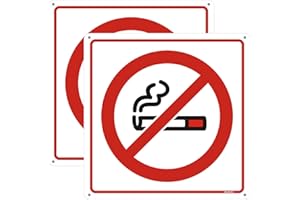 Andchi 2 pièces Panneau d'interdiction de fumer Panneau d'arrêt de fumer, Panneau en métal en aluminium, Résistance à la décoloration sans rouille, 200 x 200 mm