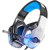 BENGOO V-4 Gaming Headset for Xbox One, PS4, PC, Controller, Noise Cancelling Over Ear Headphones with Mic, LED Light Bass Su