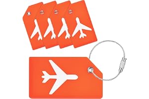 Storite 5 Pack Silicon Luggage Tags with Steel Loop (Orange) | Travel Bag Tags for Easily Identification of Bags