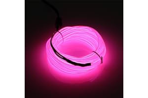 JIGUOOR Pink EL Wire 5m/16.4ft, 3v Battery Powered Neon Rope Light, Flexible 360° Illumination Neon Tube Light EL Wire, Make Your Own Neon Sign for Halloween Xmas Party Car Bar Decor, 5m
