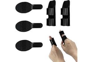 JOIYHY 5 Pezzi Stecche per Dita Mano, Finger Splint Pollice, Dito a Scatto, Supporto di Protezione per Pollice Indice Medio Anulare Mignolo,Tutore Dito per Allevia il Dolore, lesioni sportive(Nero)