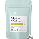 Collagène Marin + Acide Hyaluronique, Peau Hydratée et Articulations Fortes, Cure de 2 mois, 120 Gélules, Collagene Hydrolysé