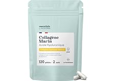 Marine Collagen + Hyaluronic Acid, Hydrated Skin and Strong Joints, 2 Months Cure, 120 Capsules, Hydrolyzed Collagen Type 1 Naticol®, With Vitamin C, Made in France, by Novoma