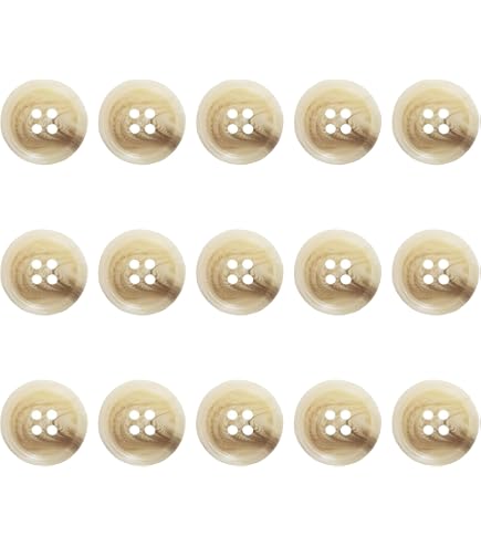 Lot De 30 Boutons à Coudre AERZETIX - 10 Grands (20mm) + 20 Petits (15mm) - 4 Trous, Couleur Beige - Pour Vêtements, Mercerie