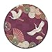 Produktbild Rcivdkem Chinese Style Crane Bird Round Carpet Area Floor Rug Entrance Entry Way Front Door Mat Ground 60CMx1CM Rugs for Decor Decorative Men Women Office