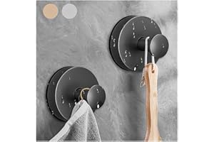 vidonio 2024 New Suction Cup Hooks for Shower,Luxe Hold No-Drill Stainless Waterproof Suction Cup Hooks for Hanging up to 15lbs,Shower Hook for Bathroom,Mounting on Glass Doors-Black,2PCS