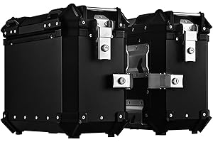 YGLOPHIC Valigie Laterali In Alluminio Per Moto 38L Tour Trunk Borse Da Sella Rigide Universali Borse Laterali Per Moto Impermeabili E Anticollisione Con Serratura Di Sicurezza Per Bagagli Del Casco Black,A