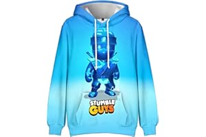 Gensly Stumble Guys - Felpa con cappuccio stampata 3D Stumble Guys, per bambini, con cappuccio e tasca a marsupio