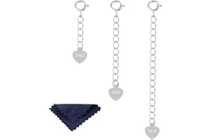 ALEXCRAFT 3 Extensiones de Collar de Plata de Ley con Cierres de Pinza de Langosta para Hacer Joyas (1 2 3 Pulgadas)